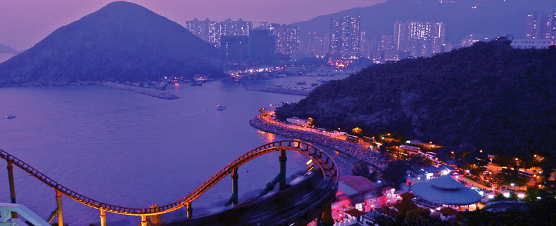 Bustling Hong Kong skyline