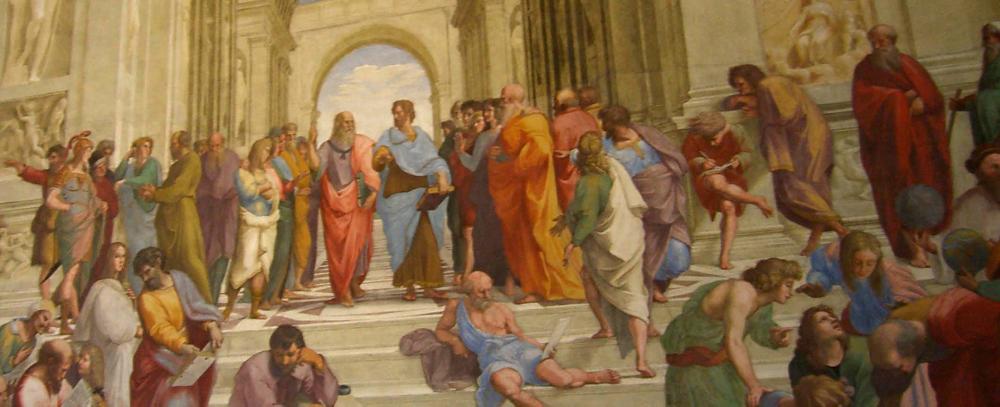 Raphael's The School of Athens fresco painting in the Apostolic Palace in the Vatican